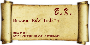 Brauer Kálmán névjegykártya
